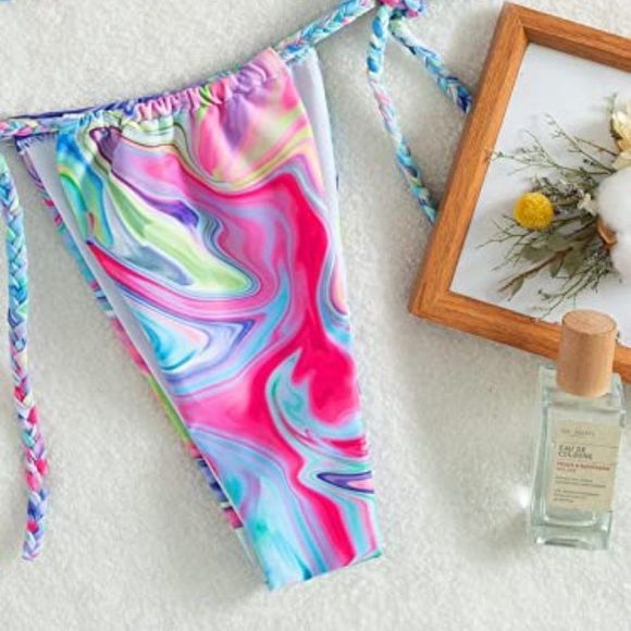 BTFBM Women Casual High Waisted Bikini Sets Swimsuit Leopard Print Triangle Two - Picture 5 of 6